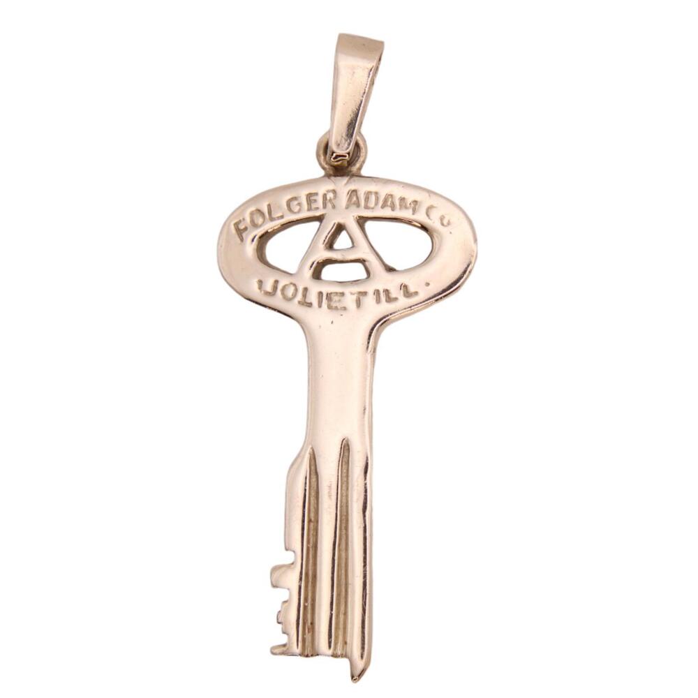 14kt White Gold Custom Made Joliet Ill Folger Adam Co Prison Cell Key Pendant